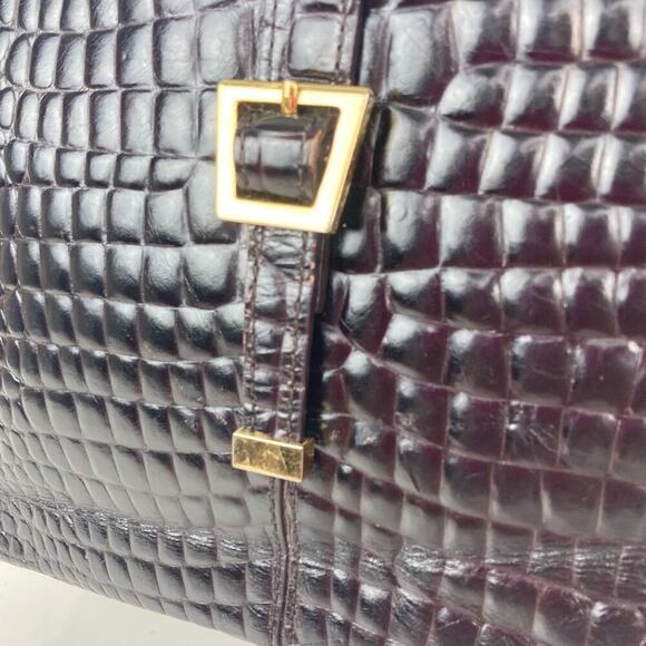 ETIENNE AIGNER Leather Shoulder Bag Croc Embossed in Chocolate - Picture 4 of 14